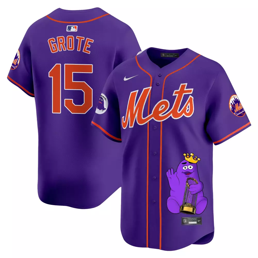 jerry grote purple unisex new york mets grimace vapor premier limited jersey printed