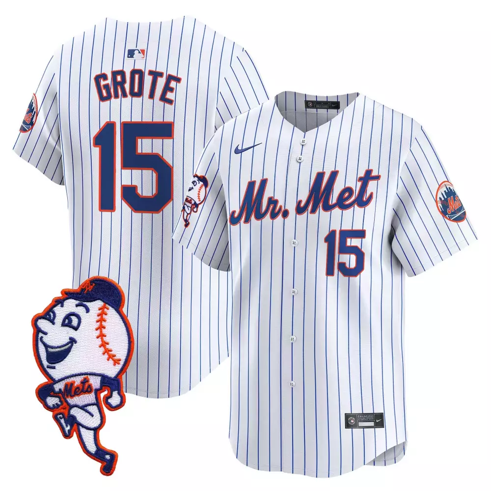 jerry grote white mens new york mets mr met patch vapor premier limited jersey all stitched