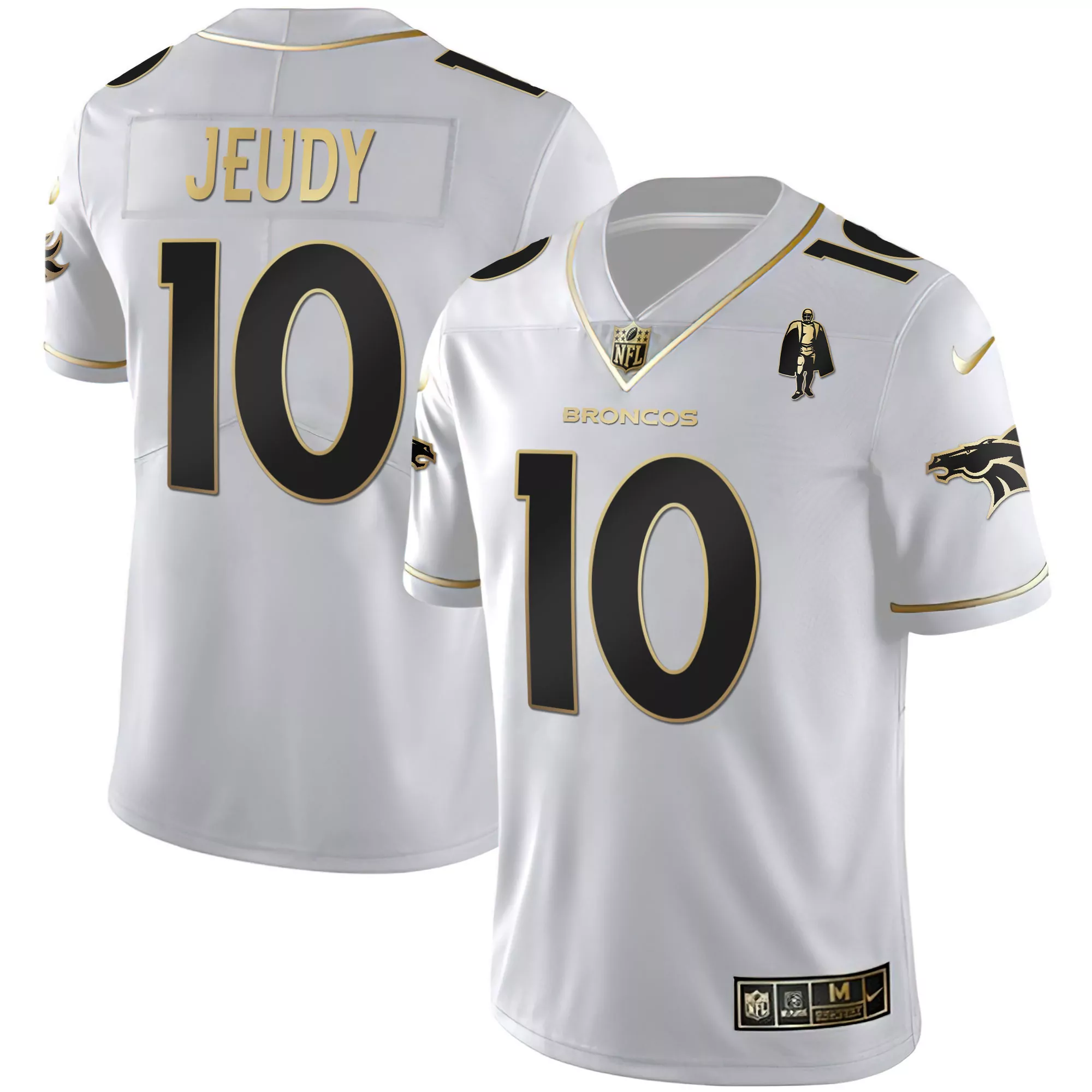 jerry jeudy black gold womens denver broncos white gold and black gold jersey all stitched