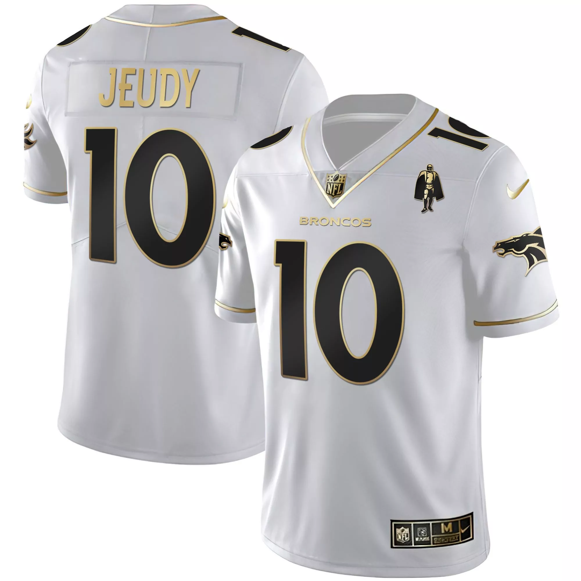 jerry jeudy black gold womens denver broncos white gold and black gold jersey all stitched