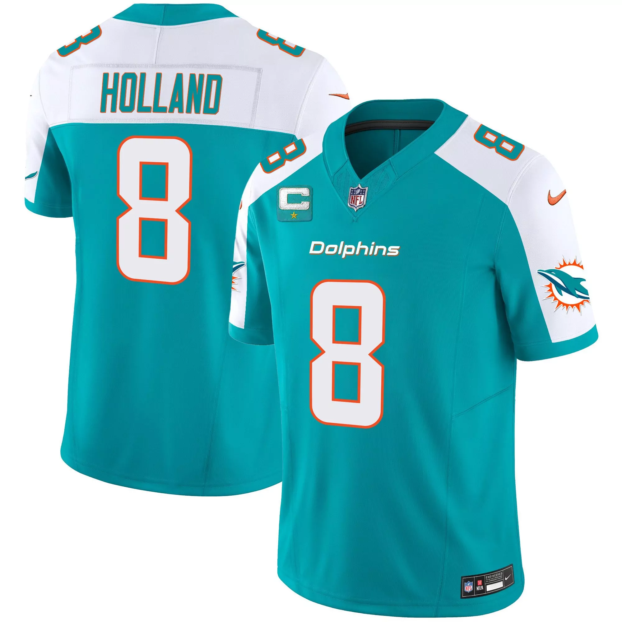 jevon holland aqua alternate mens miami dolphins 50th 1972 perfect season patch vapor jersey all stitched