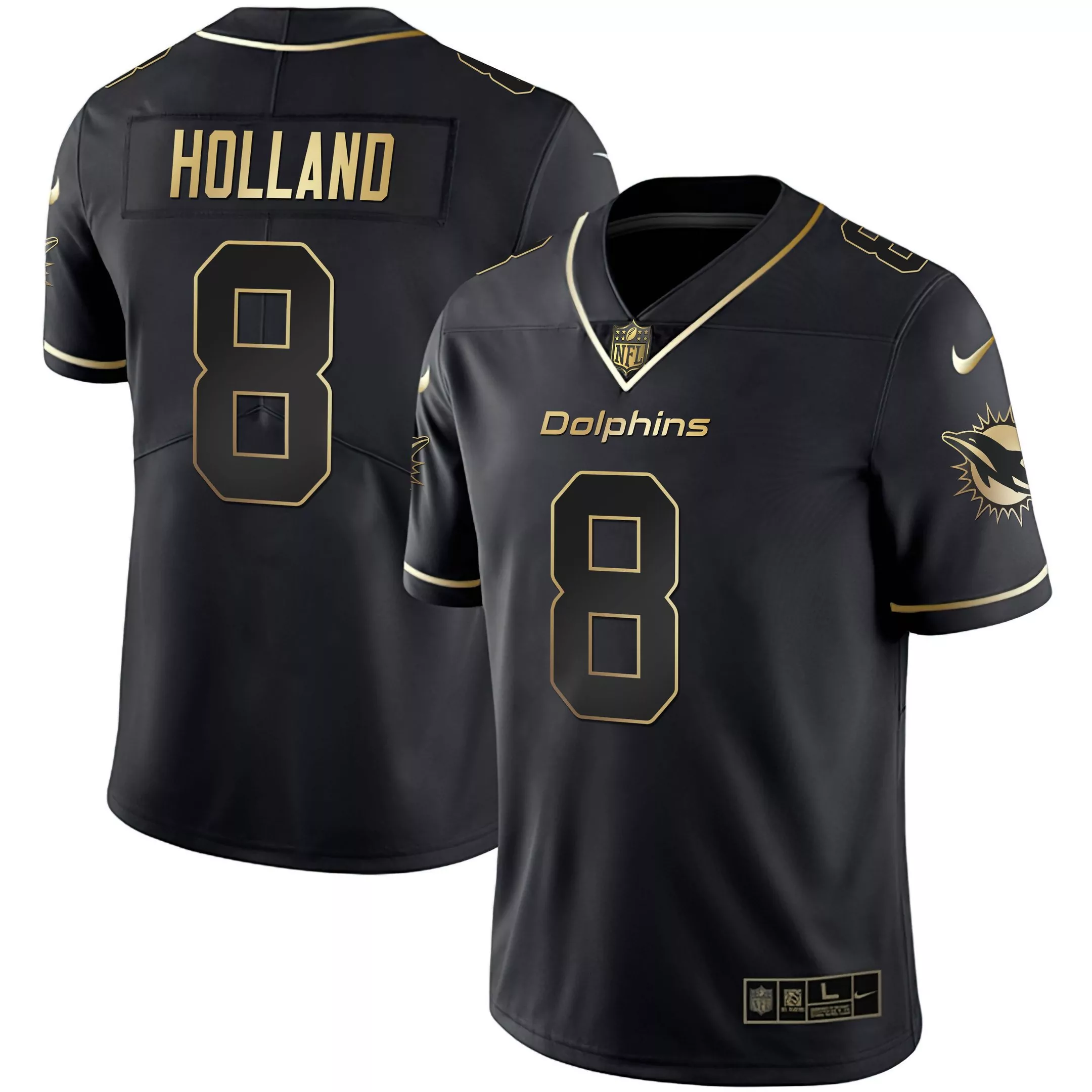 jevon holland black gold womens miami dolphins white gold black gold jersey all stitched