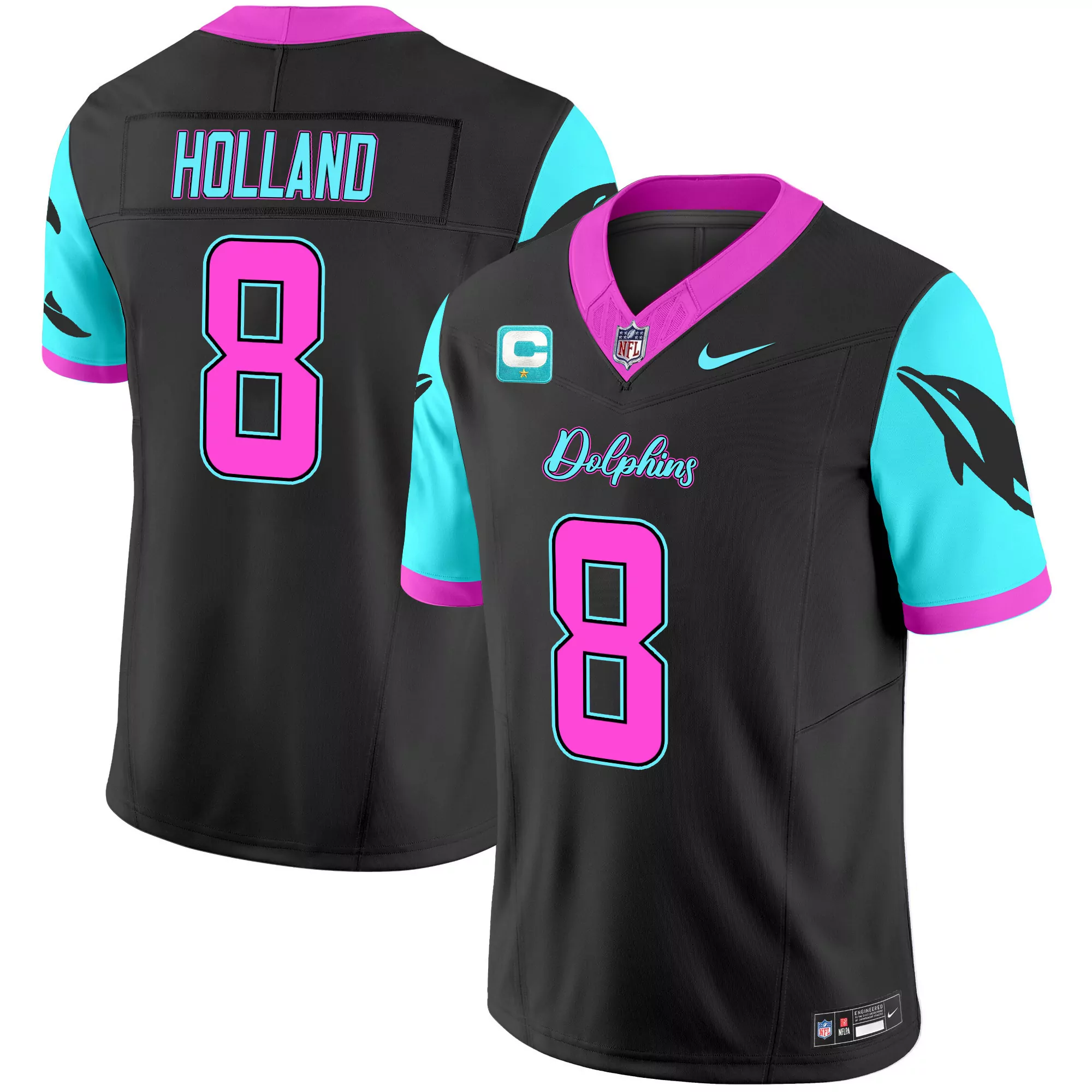 jevon holland black mens miami dolphins gold trim vapor limited jersey all stitched