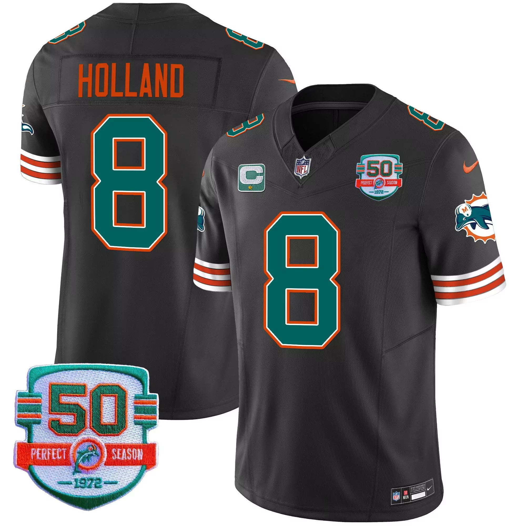 jevon holland black mens miami dolphins gold trim vapor limited jersey all stitched