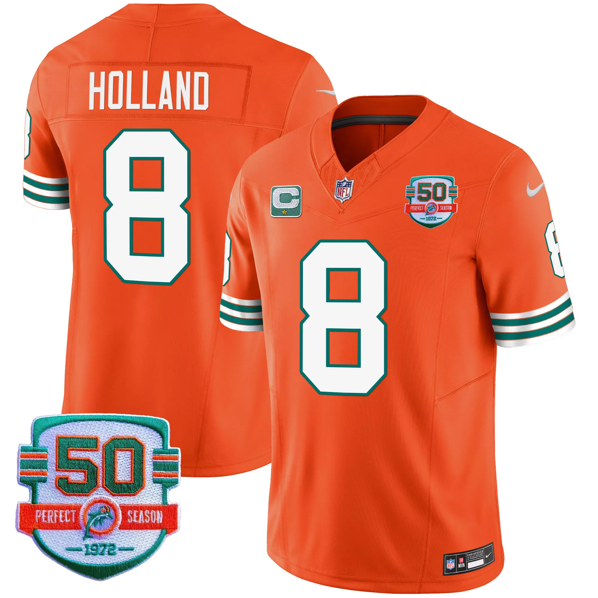 jevon holland orange mens miami dolphins throwback vapor jersey all stitched