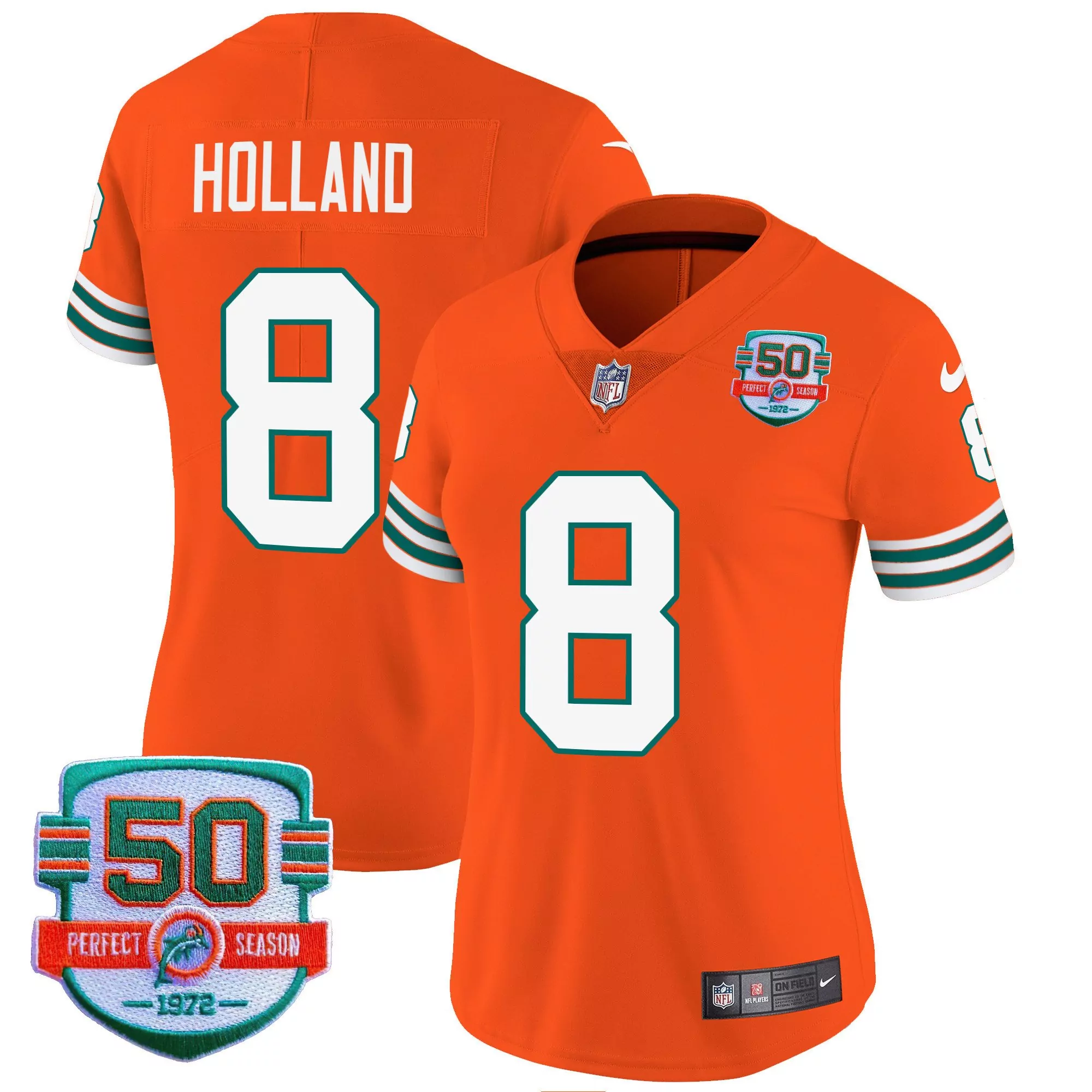 jevon holland orange womens miami dolphins throwback vapor jersey all stitched