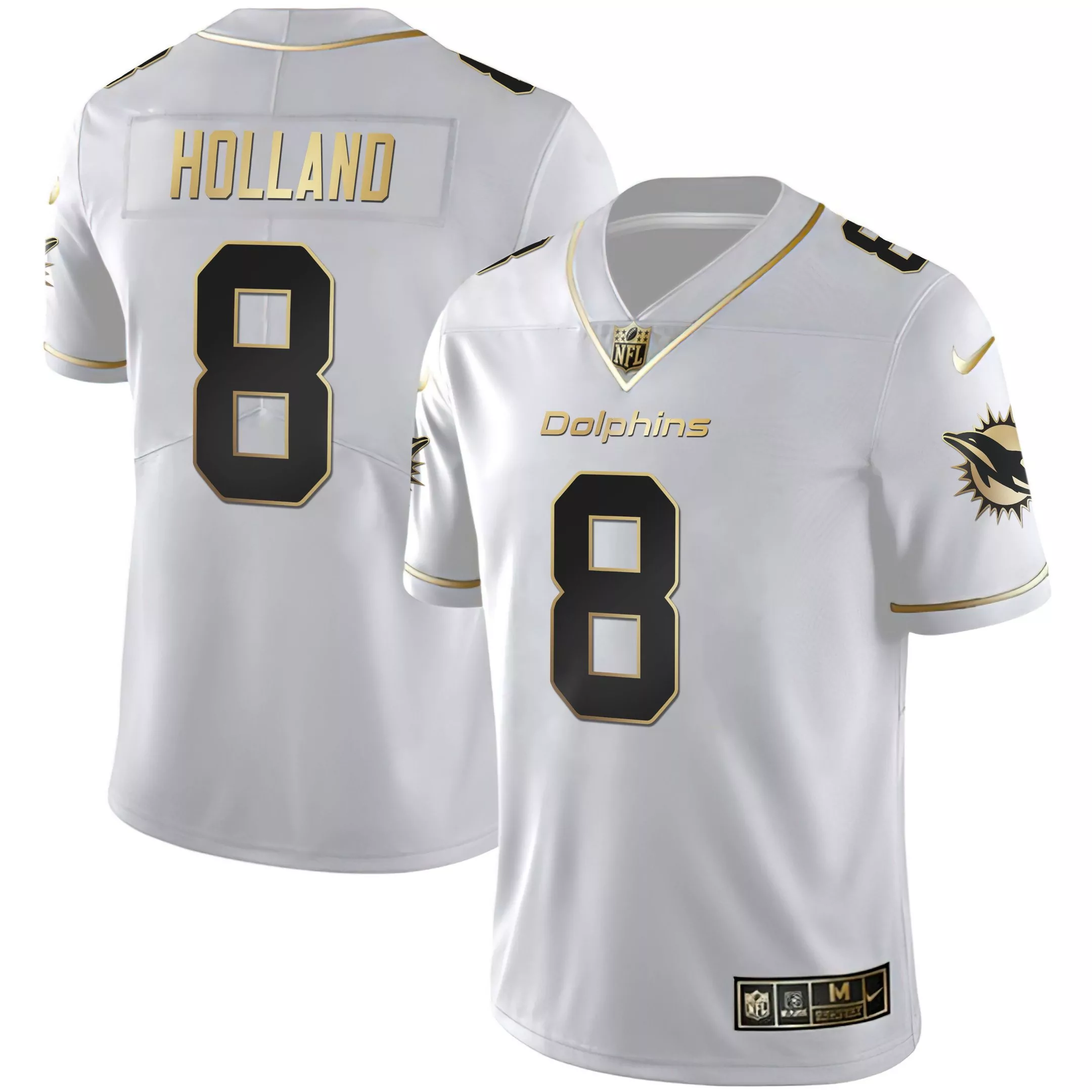 jevon holland white gold mens miami dolphins white gold black gold jersey all stitched