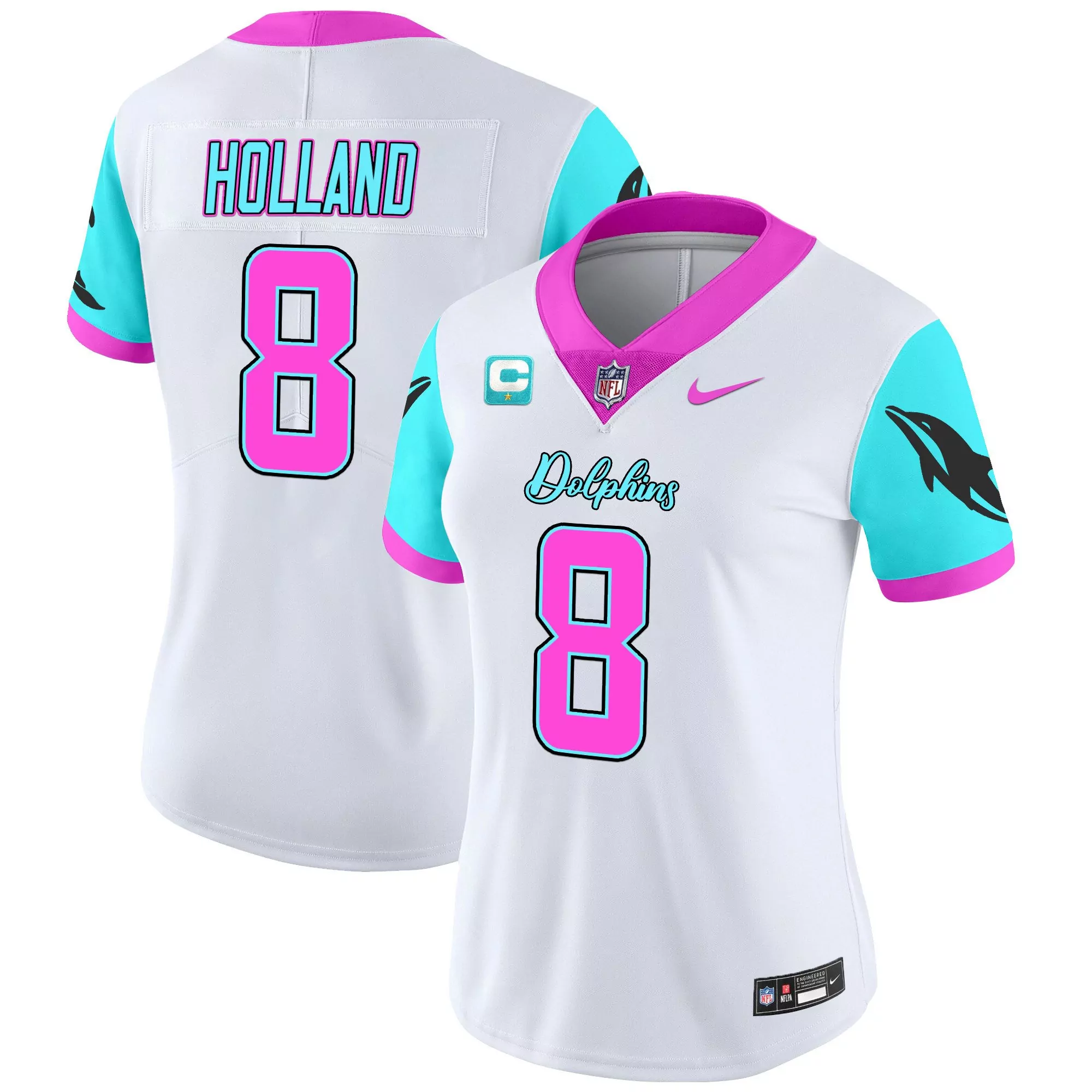 jevon holland white womens miami dolphins gold trim vapor limited jersey all stitched