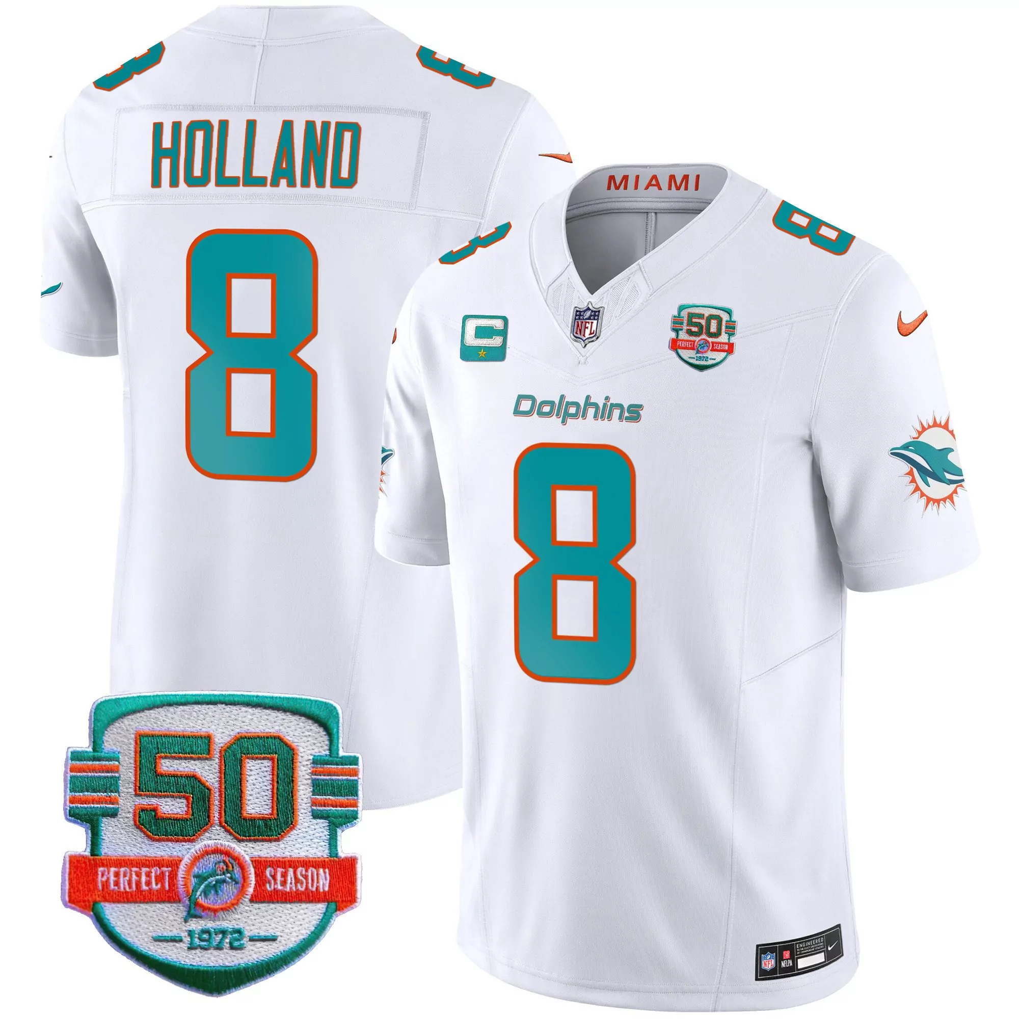 jevon holland white womens miami dolphins gold trim vapor limited jersey all stitched