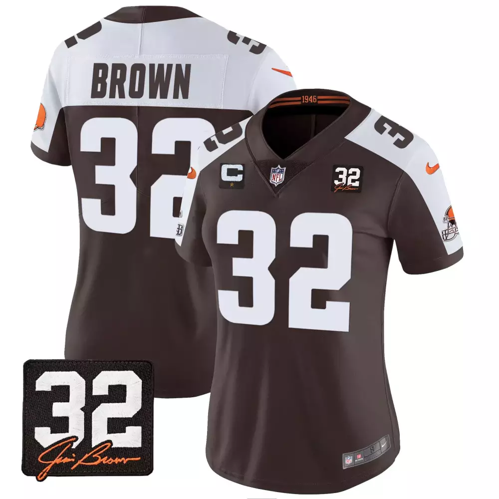 jim brown alternate womens cleveland browns 32 jim brown memorial patch gold jersey all stitched