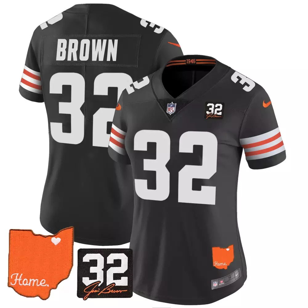 jim brown black limited womens cleveland browns 32 jim brown memorial patch gold jersey all stitched