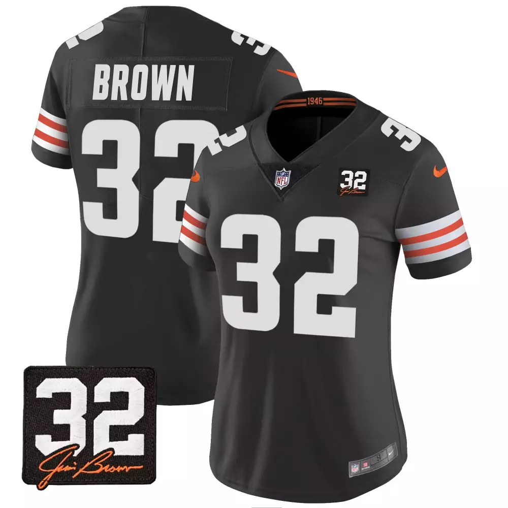 jim brown black limited womens cleveland browns 32 jim brown memorial patch gold jersey all stitched