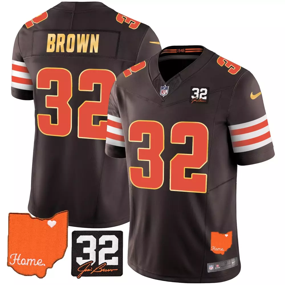 jim brown black limited womens cleveland browns 32 jim brown memorial patch gold jersey all stitched