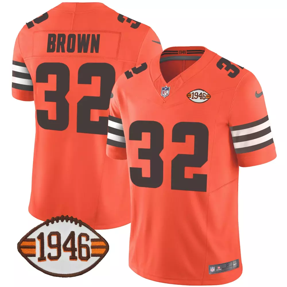 Jim Brown Cleveland Browns 1946 75th Anniversary Stitched Jersey | Orange | Limited Edition Fan Gear for Men, Women & Youth