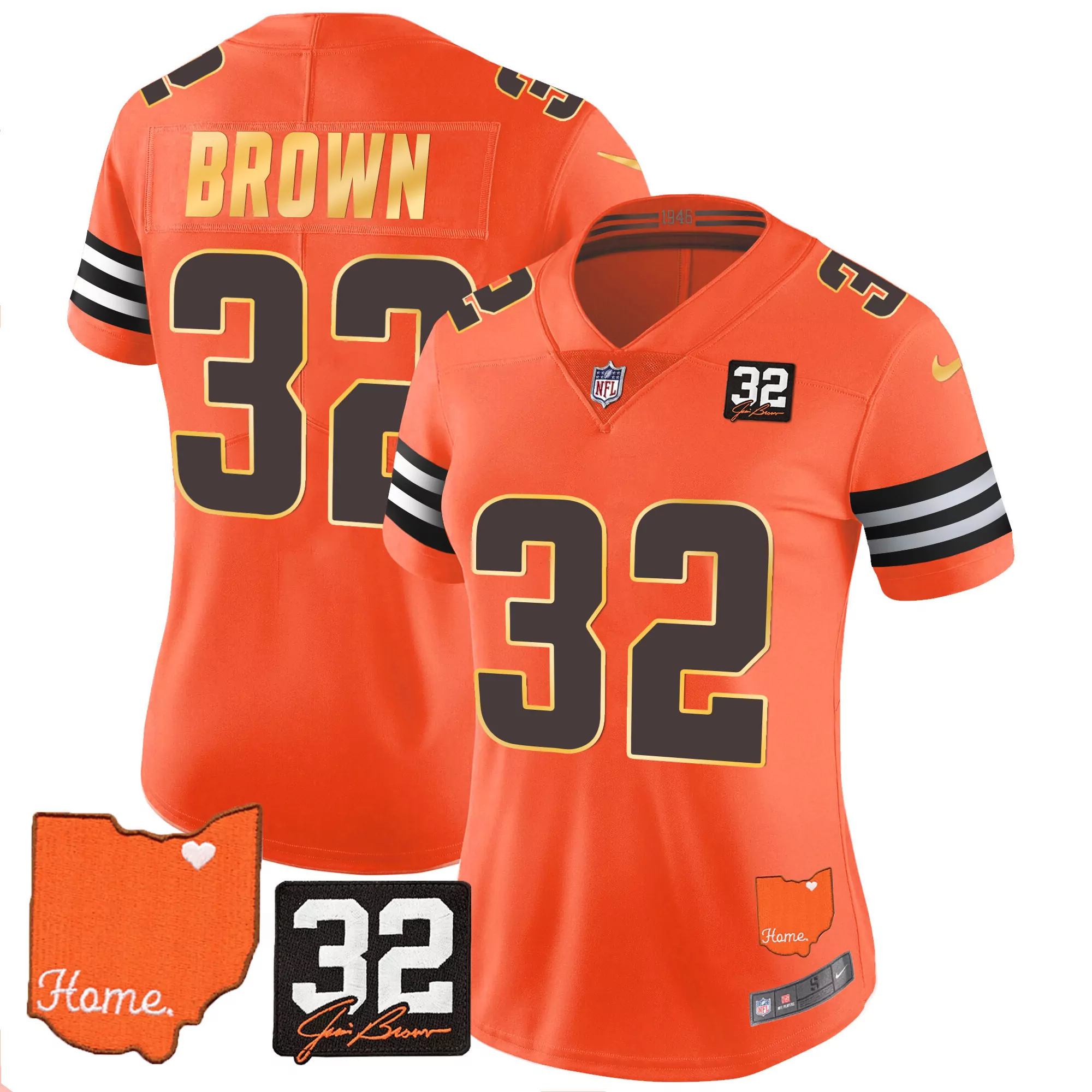jim brown orange mens cleveland browns 32 jim brown memorial patch vapor limited jersey v2 all stitched
