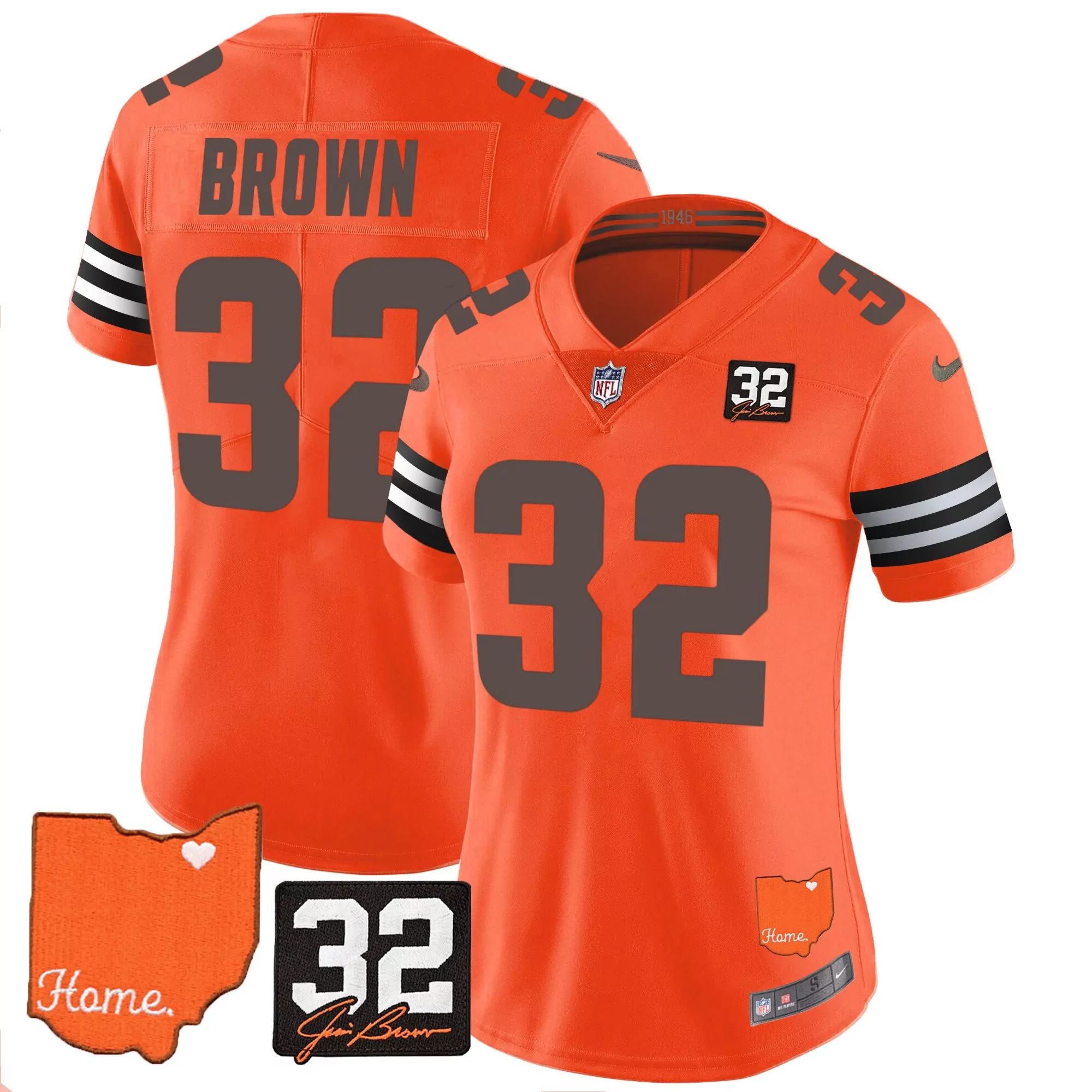 jim brown orange mens cleveland browns 32 jim brown memorial patch vapor limited jersey v2 all stitched