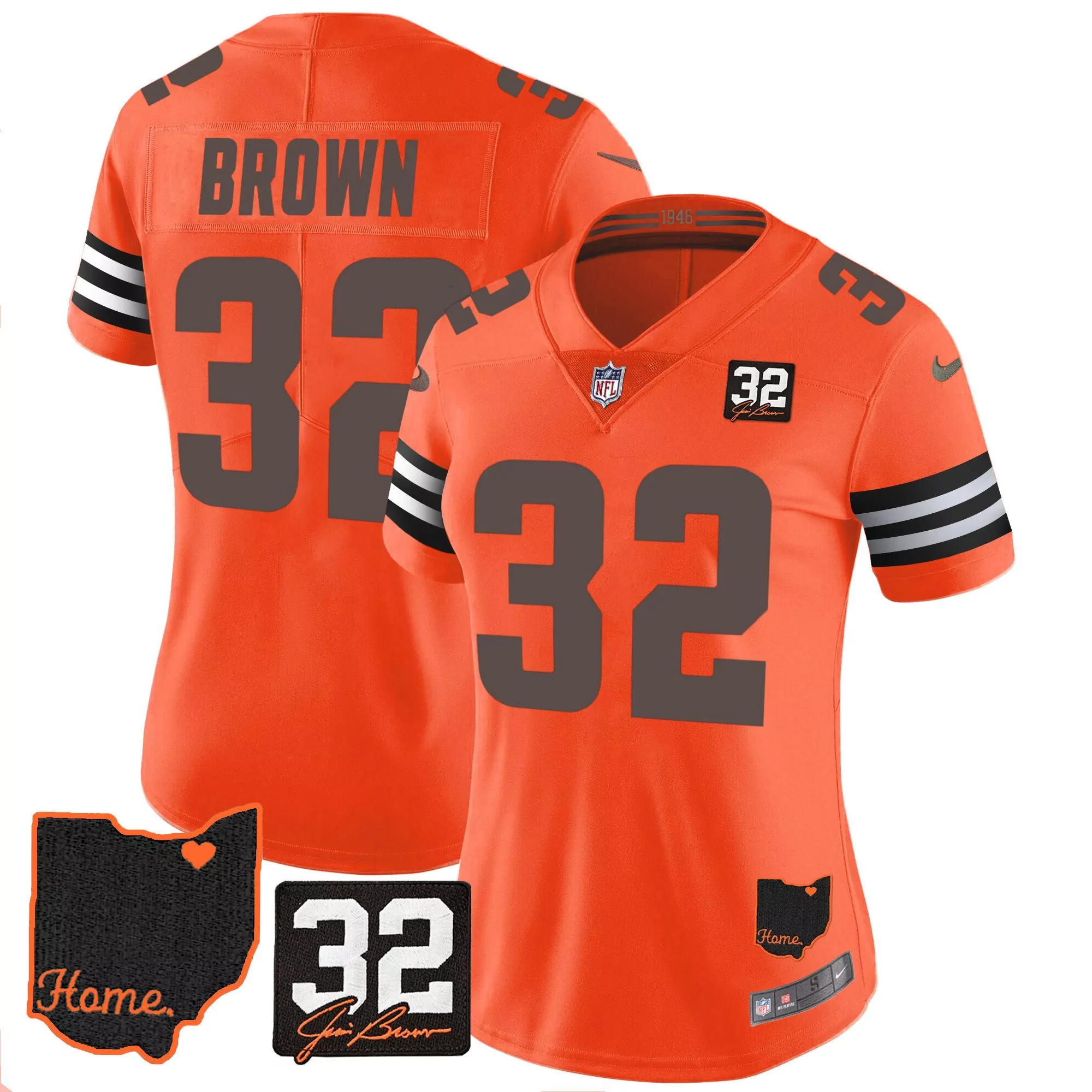 jim brown orange mens cleveland browns 32 jim brown memorial patch vapor limited jersey v2 all stitched