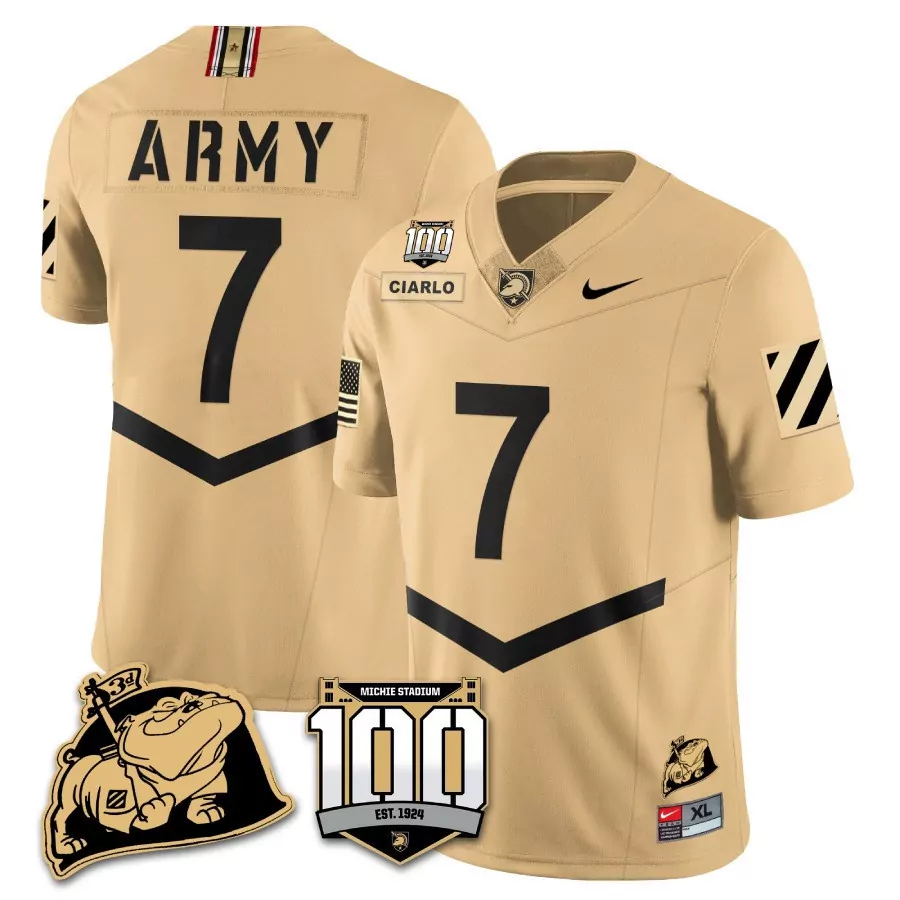 jimmy ciarlo gold alternate mens army black knights 100th anniversary patch vapor jersey all stitched
