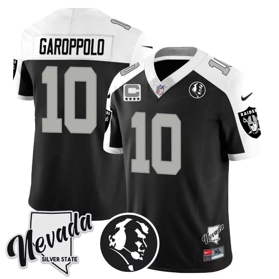 Jimmy Garoppolo Alternate Men's Las Vegas Raiders Arch Smoke Vapor Jersey | All Stitched | Fan Gear for Men, Women & Youth