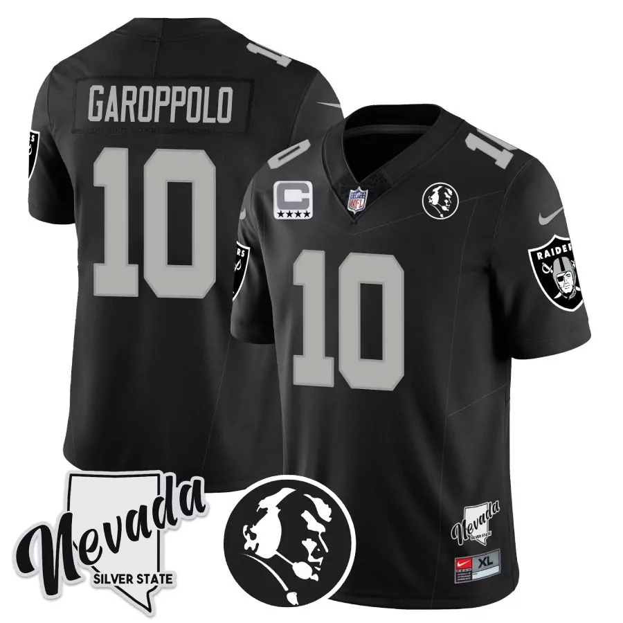 Jimmy Garoppolo Alternate Women's Las Vegas Raiders Gold Arch Smoke Vapor Jersey | All Stitched | Fan Gear for Game Day | For Men, Women & Youth
