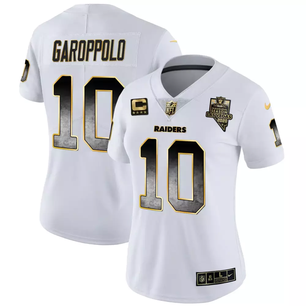 Jimmy Garoppolo White Women's Raiders Nevada Home Patch Vapor Jersey | Stitched Fan Gear | For Men, Women & Youth