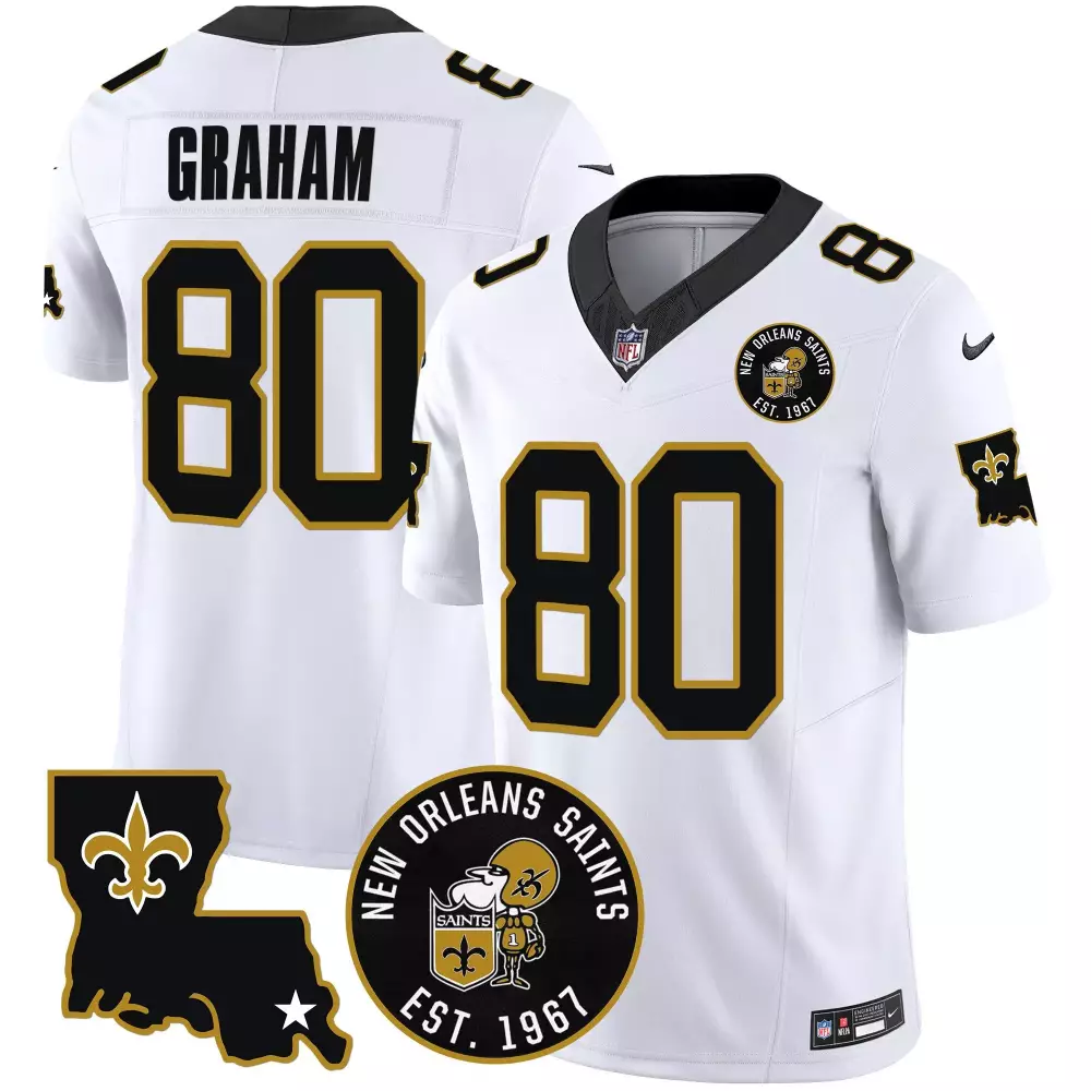 jimmy graham white mens new orleans saints est 1967 patch vapor jersey all stitched