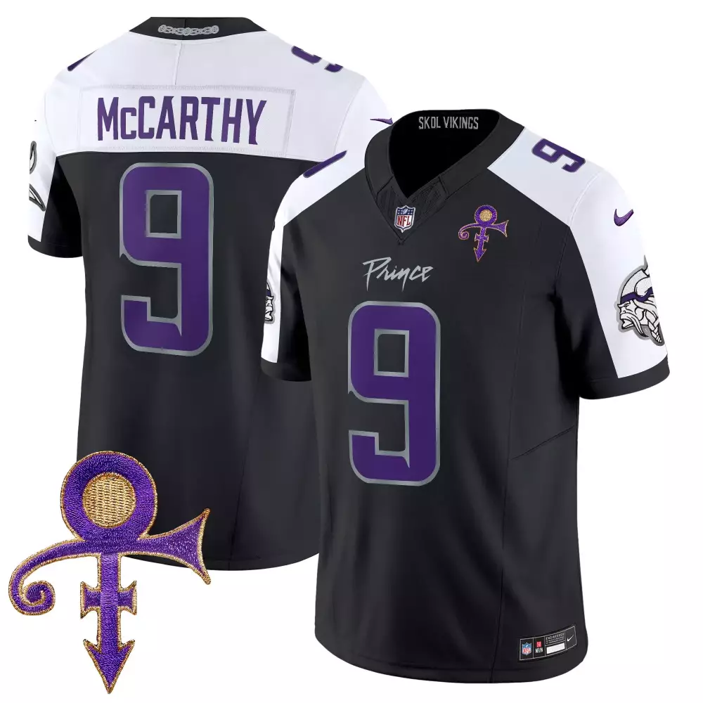 jj mccarthy black alternate mens vikings 2024 prince vapor limited jersey all stitched