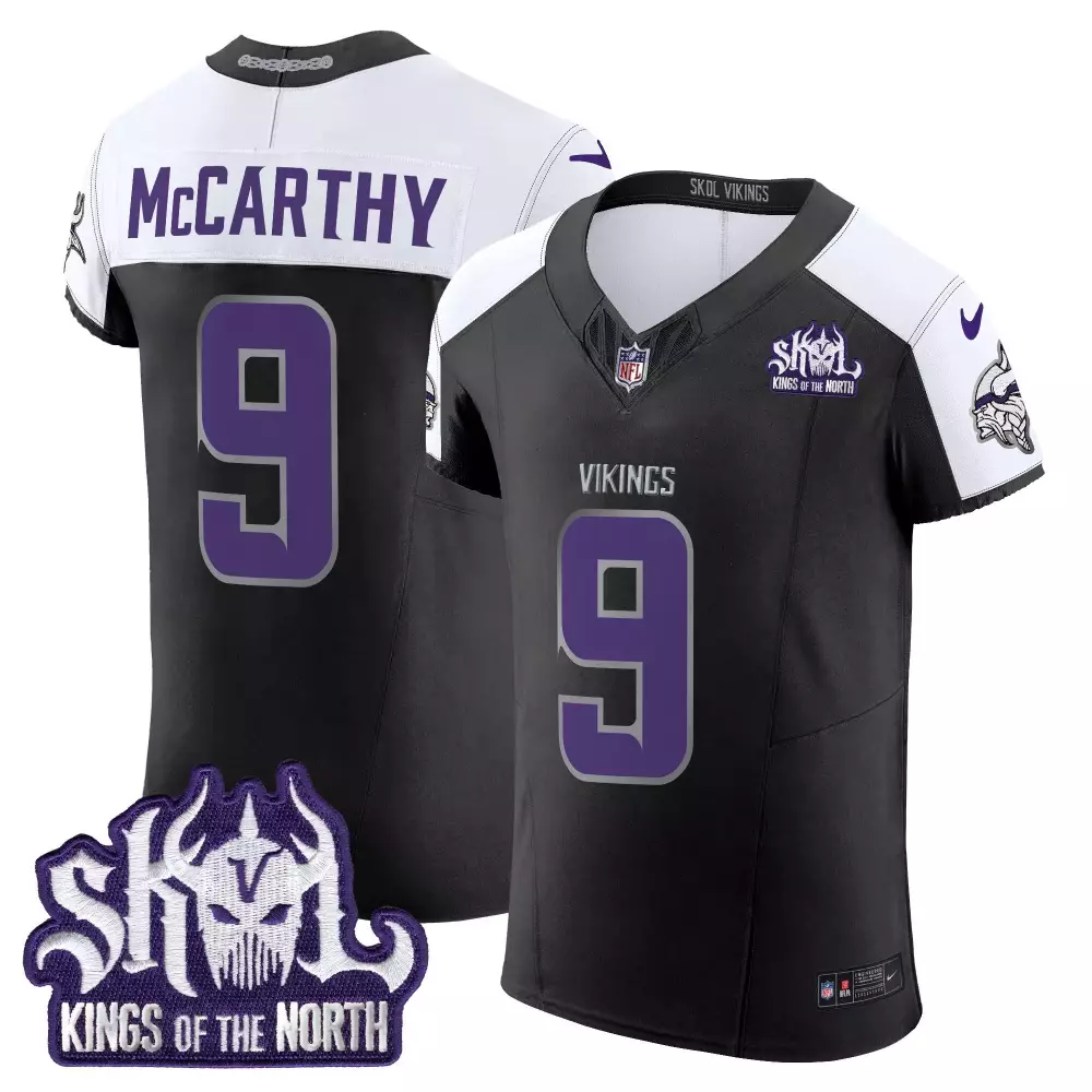 jj mccarthy black alternate mens vikings 2024 prince vapor limited jersey all stitched