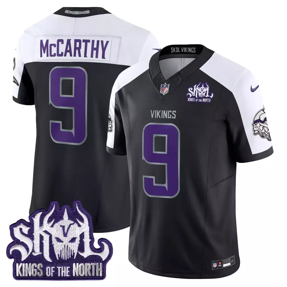 jj mccarthy black alternate mens vikings 2024 prince vapor limited jersey all stitched
