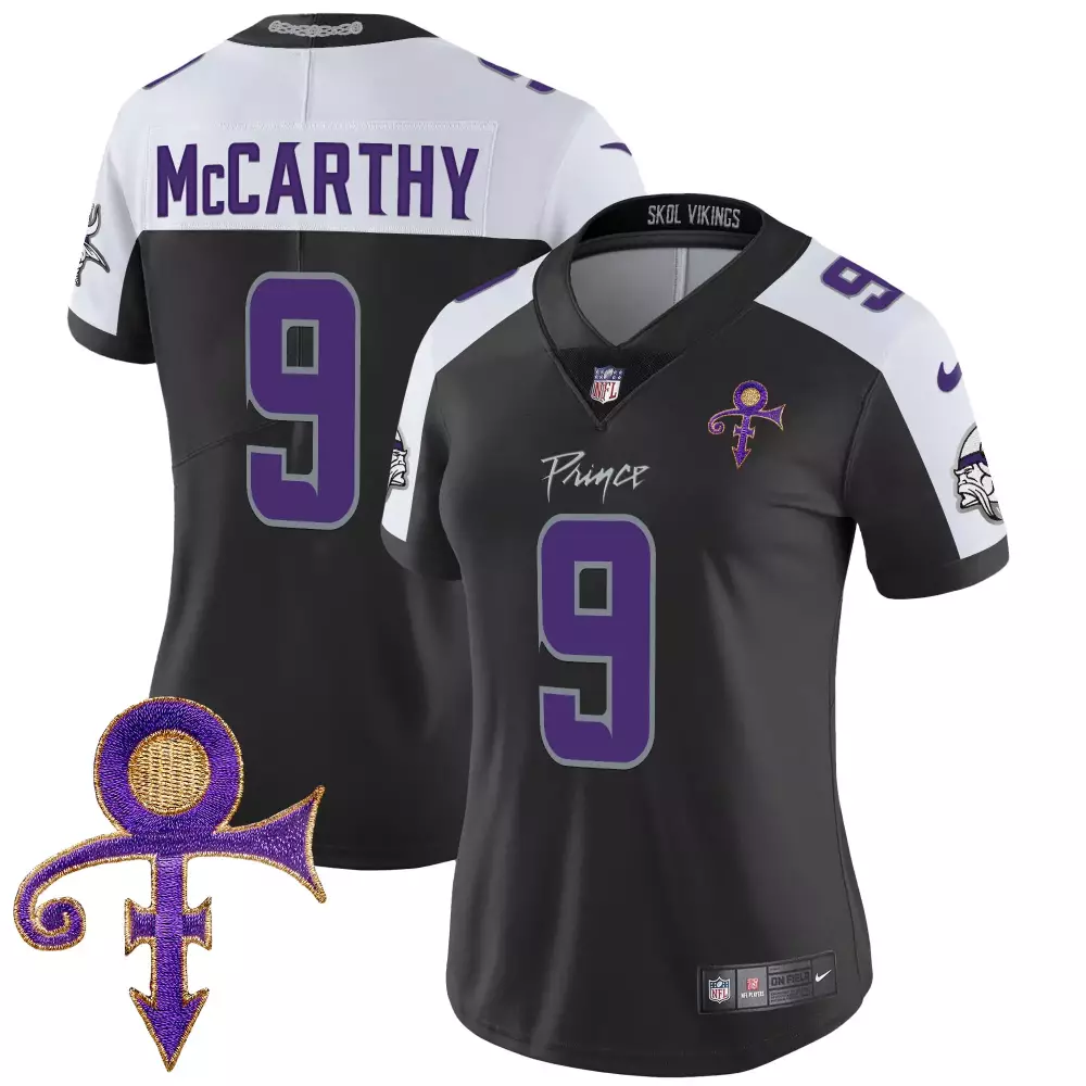 jj mccarthy black alternate mens vikings 2024 prince vapor limited jersey all stitched