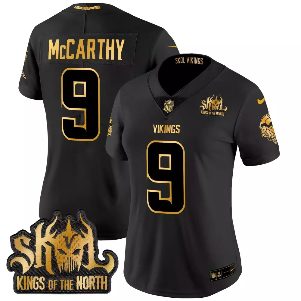 jj mccarthy black alternate womens vikings 2024 winter warrior skol patch vapor limited jersey all stitched