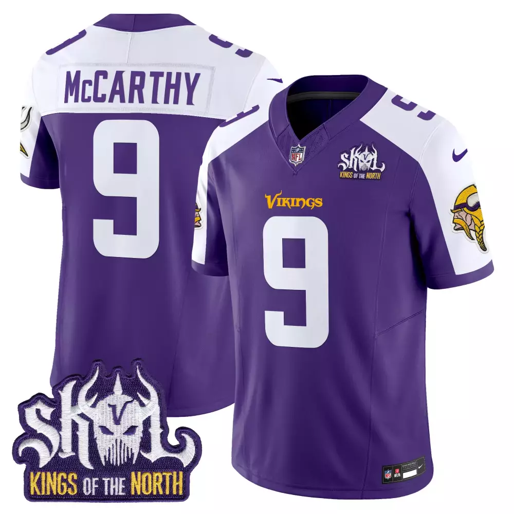 JJ McCarthy 2024 Purple Alternate Men's Vikings Kings of the North Vapor Limited Jersey | Stitched | Game Day Outfit | For Men, Women & Youth