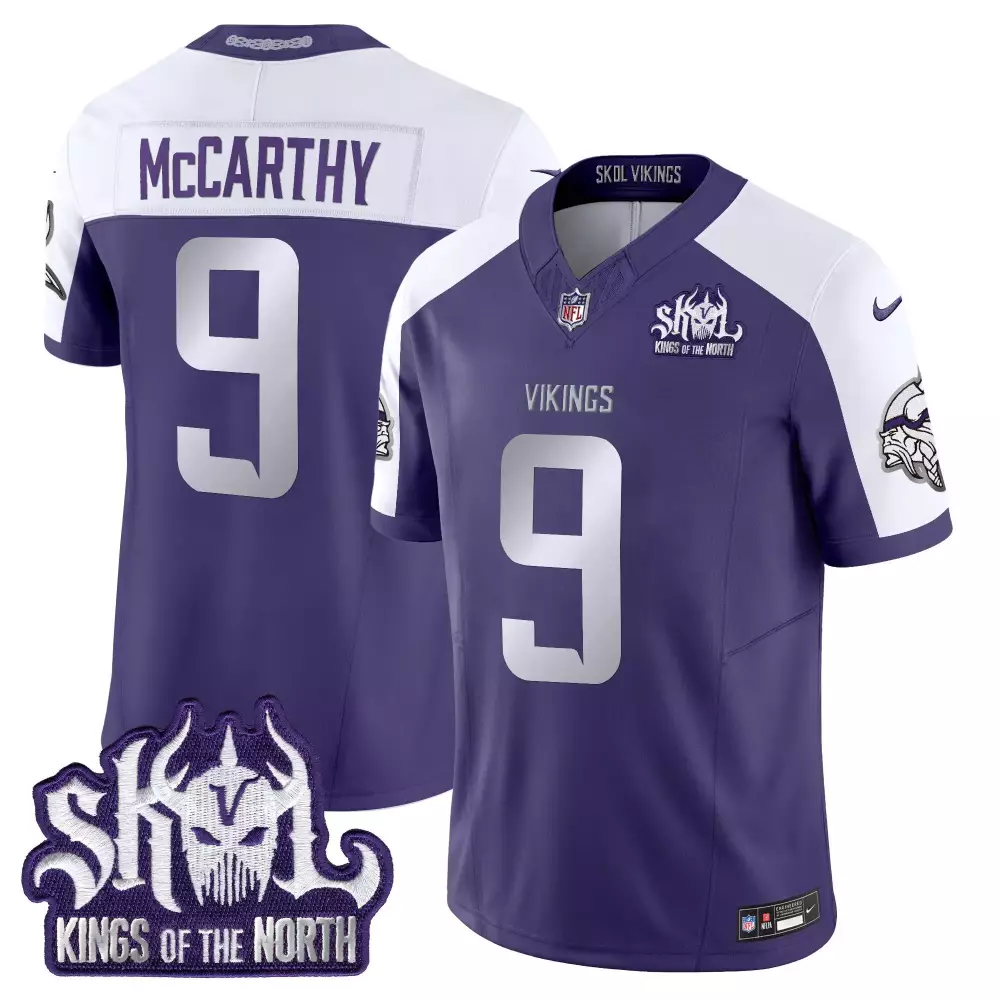 jj mccarthy purple alternate mens vikings 2024 winter warrior skol patch vapor limited jersey all stitched
