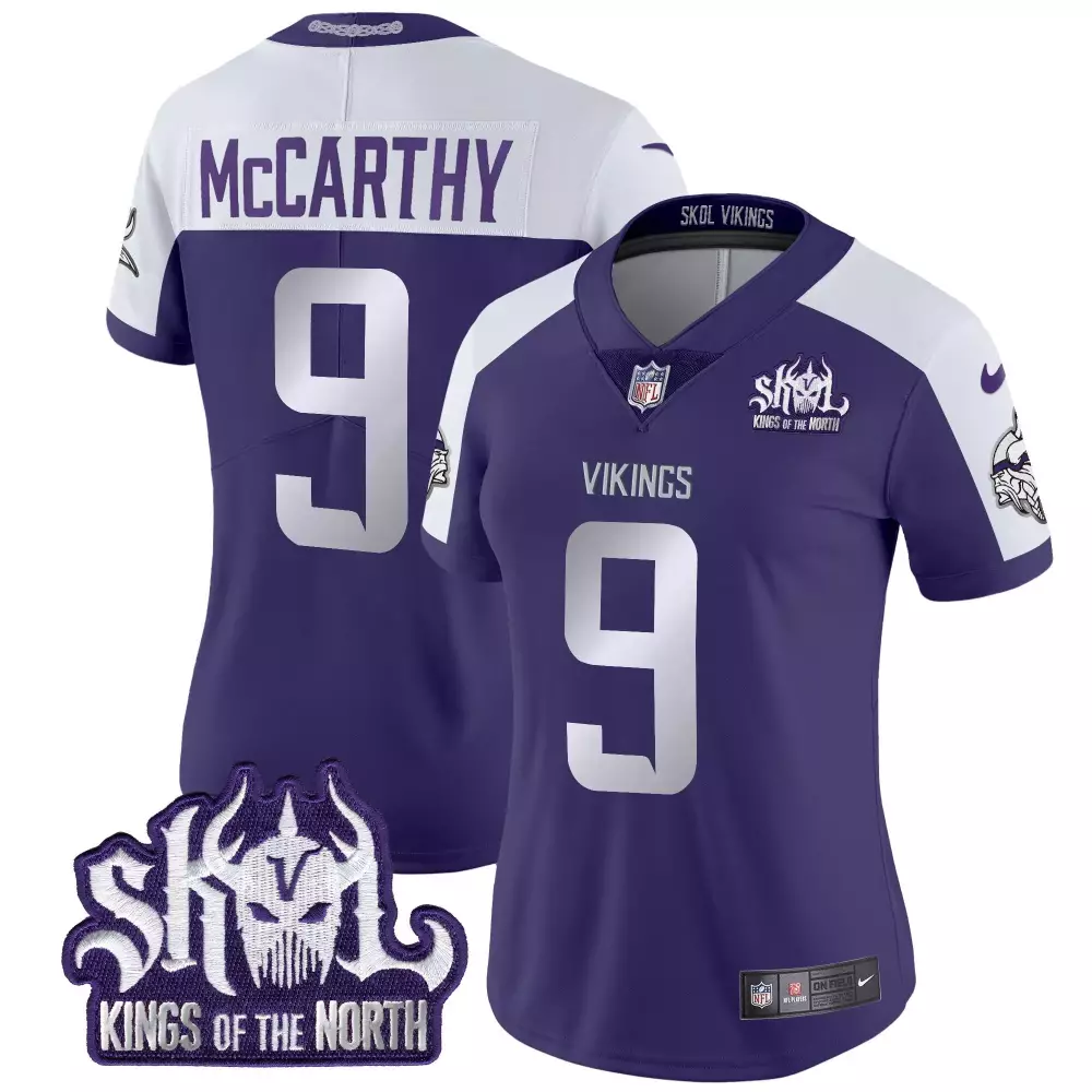 jj mccarthy purple alternate mens vikings 2024 winter warrior skol patch vapor limited jersey all stitched