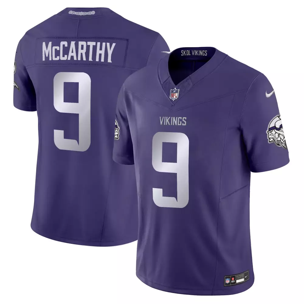 jj mccarthy purple alternate mens vikings 2024 winter warrior skol patch vapor limited jersey all stitched