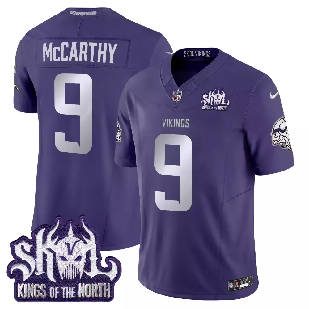 jj mccarthy purple mens vikings 2024 winter warrior skol patch vapor limited jersey all stitched