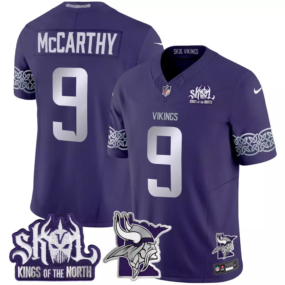 jj mccarthy purple mens vikings 2024 winter warrior skol patch vapor limited jersey all stitched