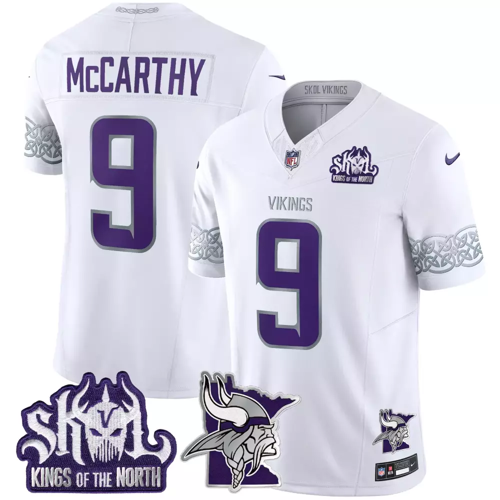 jj mccarthy white limited womens vikings 2024 winter warrior skol patch vapor limited jersey all stitched
