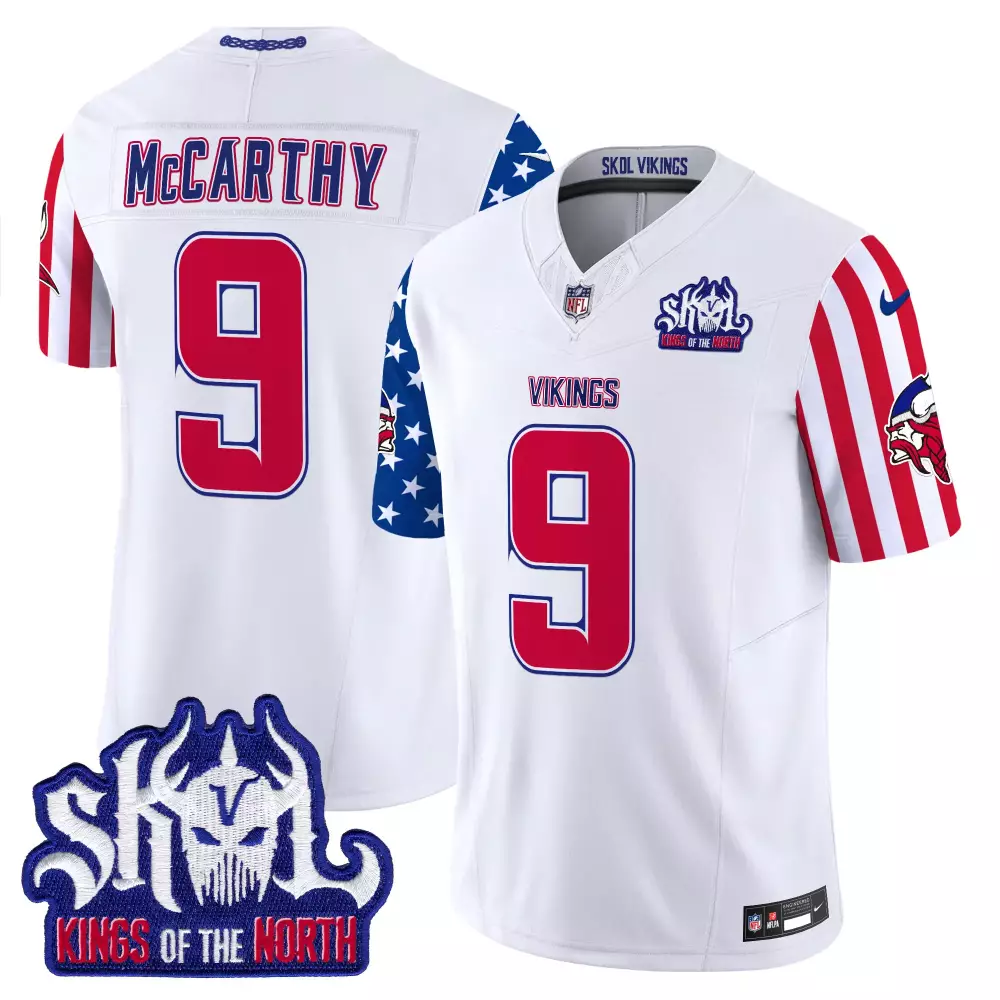jj mccarthy white mens vikings american style vapor limited jersey all stitched