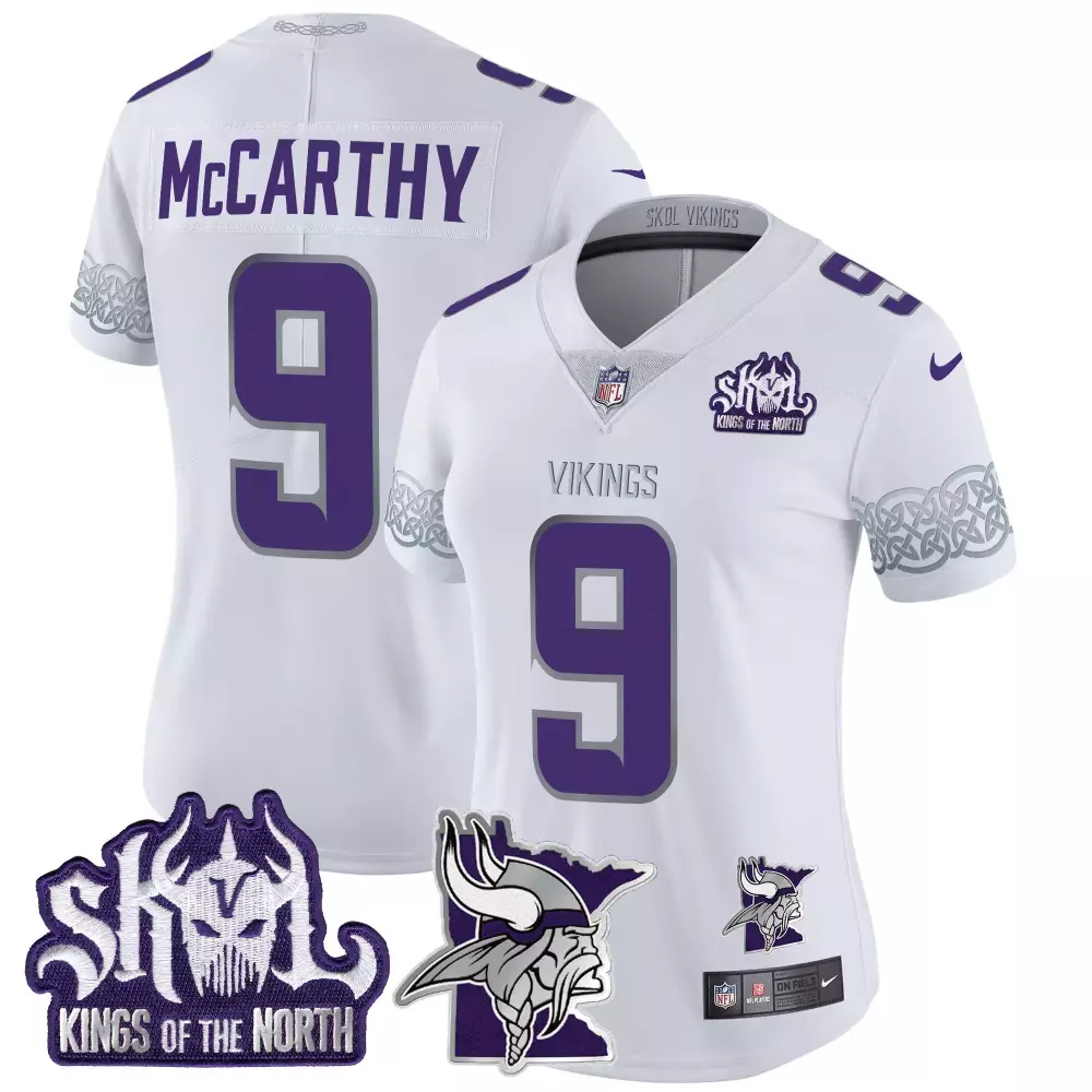 jj mccarthy white mens vikings american style vapor limited jersey all stitched