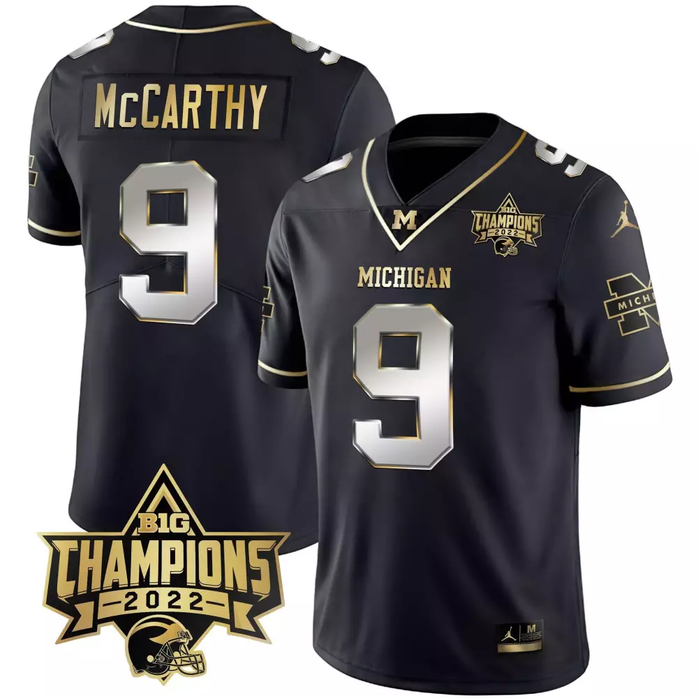jj mccarthy youth michigan wolverines big champions 2022 patch black limited vapor jersey all stitched
