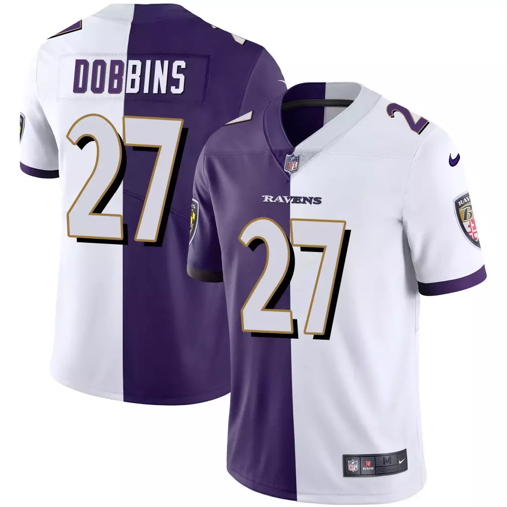jk dobbins split mens baltimore ravens gold vapor jersey all stitched