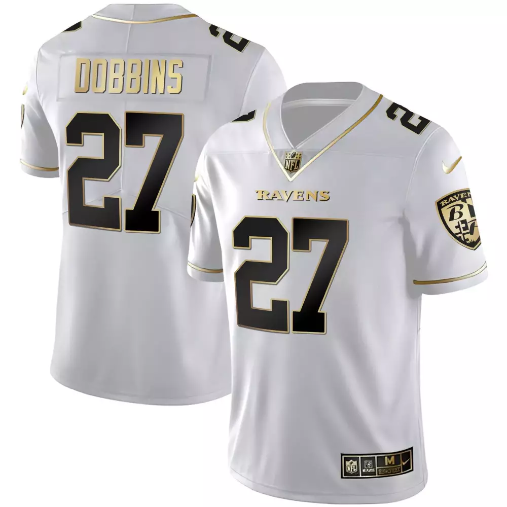 jk dobbins split mens baltimore ravens gold vapor jersey all stitched