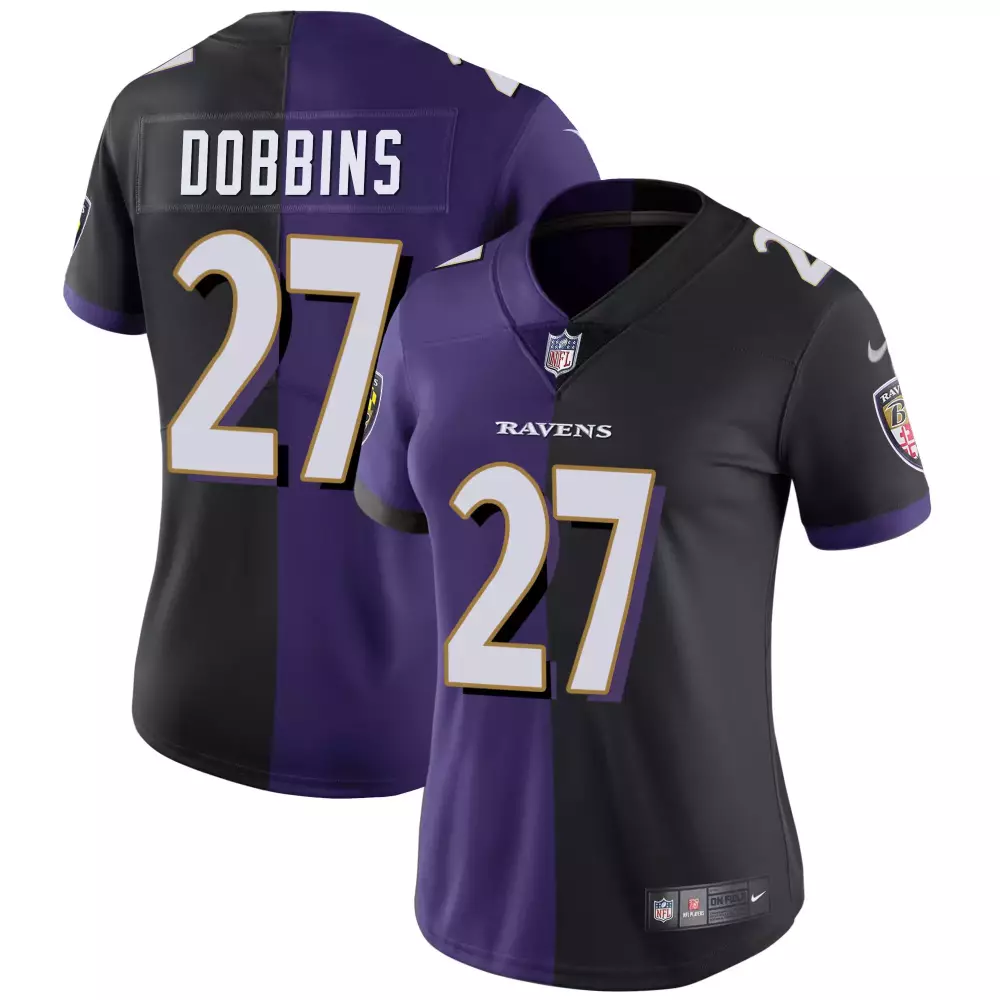 jk dobbins split mens baltimore ravens gold vapor jersey all stitched