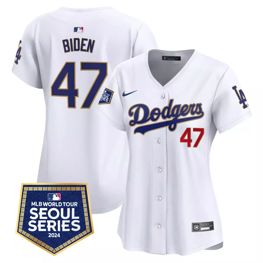 joe biden white womens los angeles dodgers 2024 jackie robinson patch vapor premier limited jersey all stitched