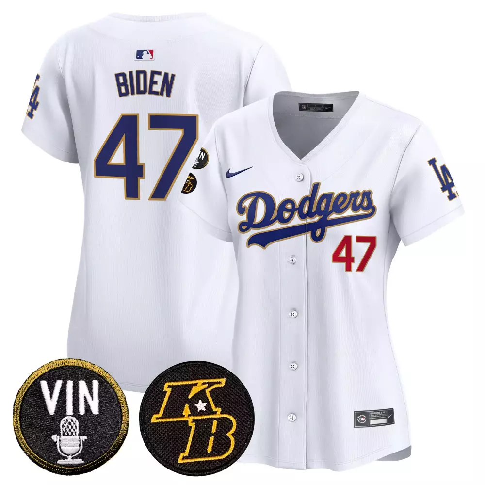 joe biden white womens los angeles dodgers 2024 jackie robinson patch vapor premier limited jersey all stitched