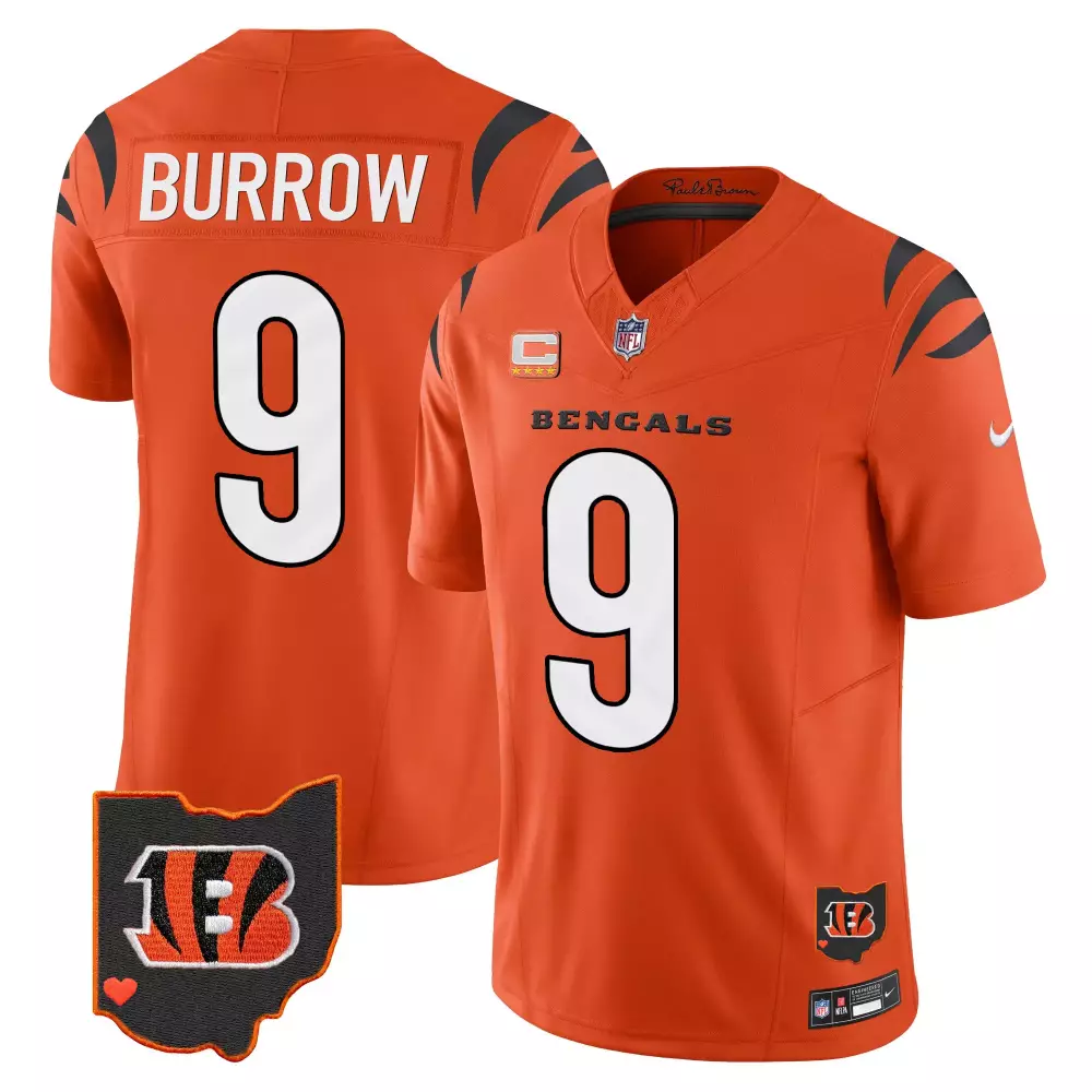 Joe Burrow Bengals Ohio Patch Vapor Limited Jersey | Orange Stitched | Game Day Outfit | For Men, Women & Youth