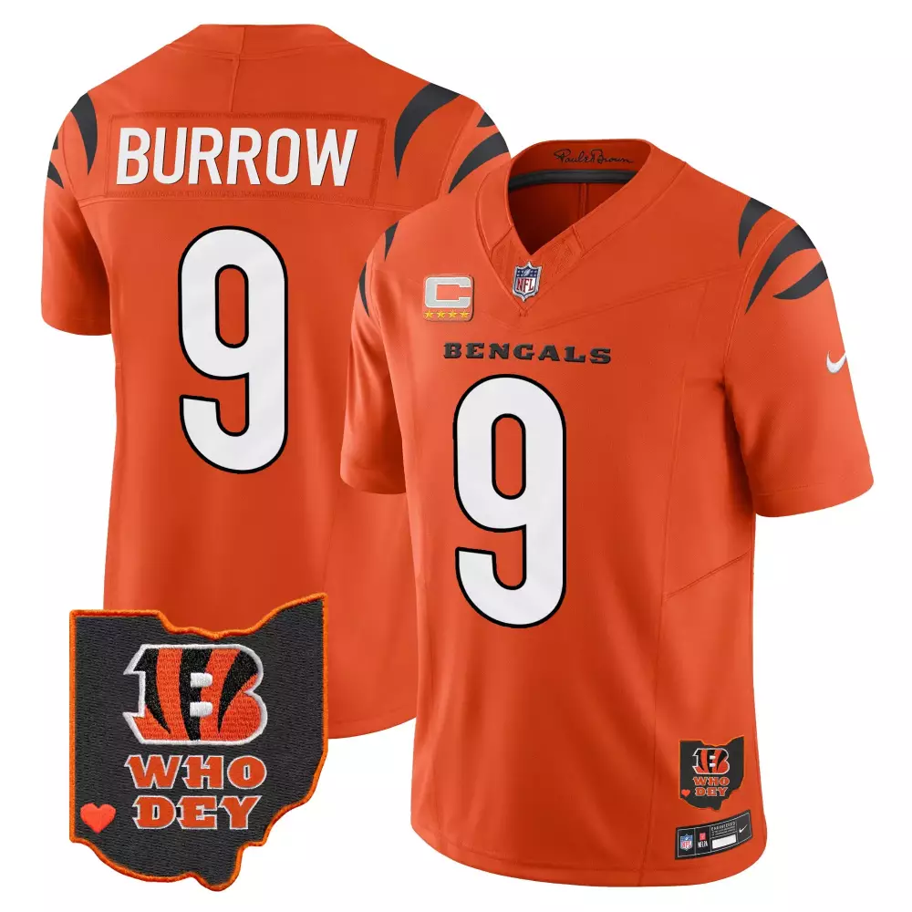 Joe Burrow Bengals Ohio Patch Vapor Limited Jersey | Orange Stitched | Game Day Outfit | For Men, Women & Youth