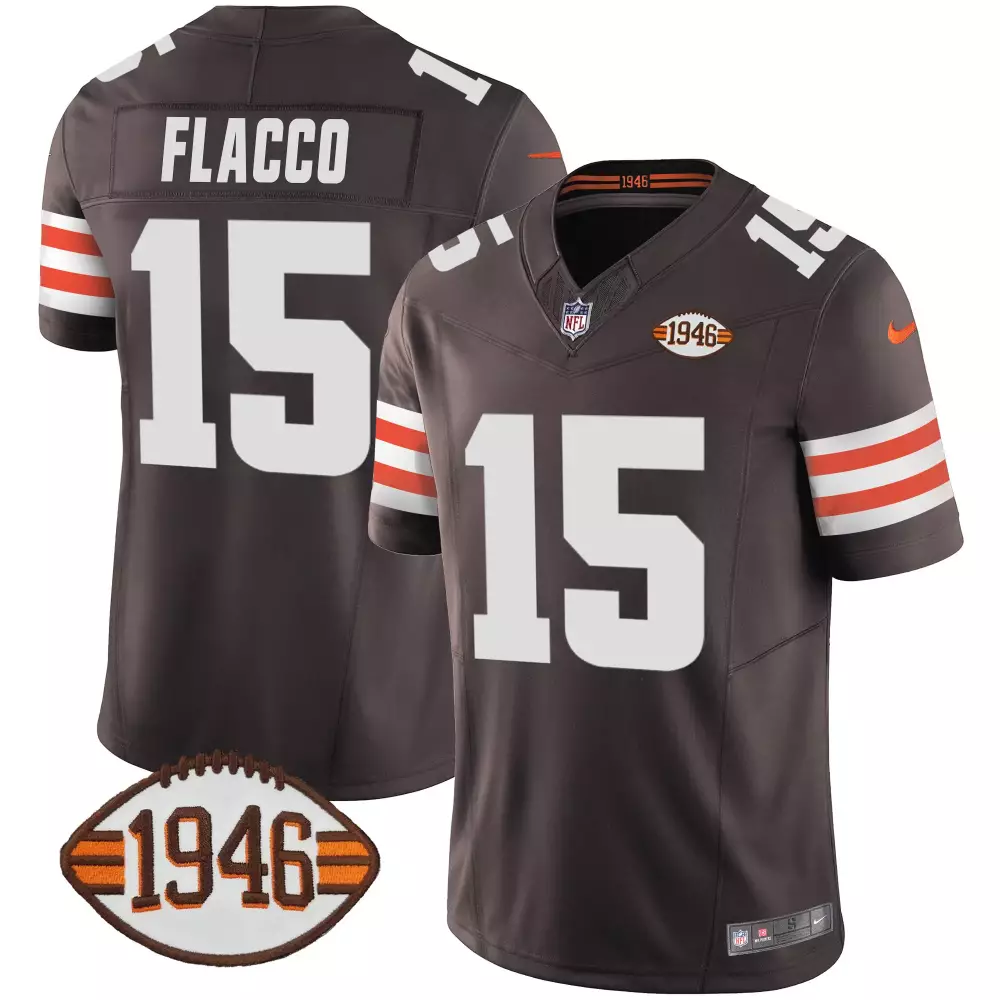 Joe Flacco Brown Men's Cleveland Browns 75th Anniversary Patch Jersey | All Stitched | Fan Gear for Men, Women & Youth