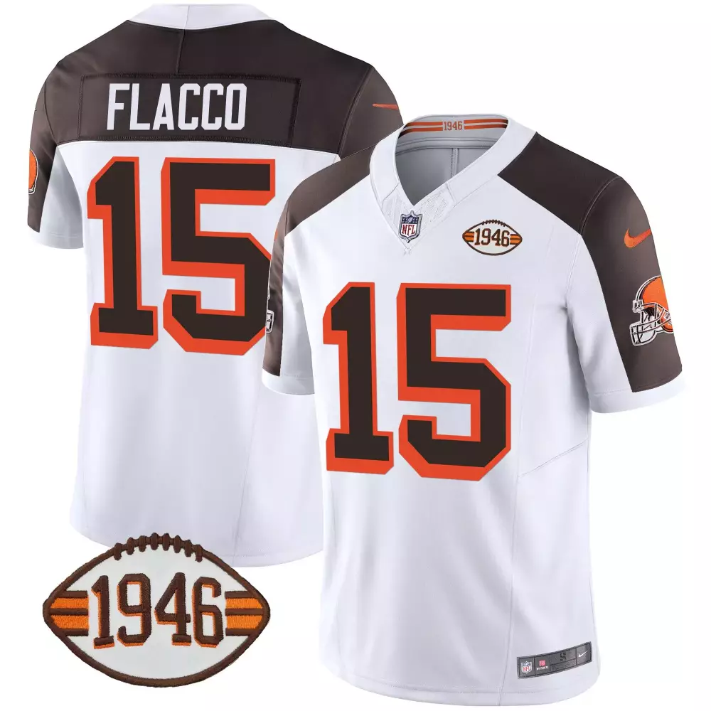 Joe Flacco Inverted Men's Cleveland Browns 75th Anniversary Patch Jersey | All Stitched | Fan Gear for Men, Women & Youth